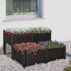 4 Piece Plastic Garden Bed, with Legs and Drainage Hole, Self-Watering and DIY, to Grow Flowers, Herbs & Vegetables, Brown