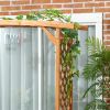 Outsunny Patio Garden Bench Arbor Arch with Pergola and 2 Trellises, 3 Seat Natural Wooden Outdoor Bench for Grape Vines & Climbing Plants