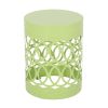 Modern Outdoor Metal End Table with Iron Cut Design in Green - Durable and Stylish, 13.75 x 13.75 x 18 inches,Metal end Table -Large