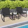 2 Rocking Bistro Chairs and Glass-Top Table for Porch Yard Balcony