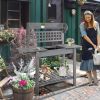 Potting Bench Outdoor, Wooden Workstation with Expandable Sliding Tabletop, Storage Shelf and Dry Sink, Indoor and Outdoor, Gray