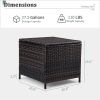 Outdoor PE Wicker Side Table with Storage, Patio Rattan End Table Square Container for Furniture Covers, Toys and Gardening Tools
