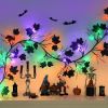 6 FT 54 LED Willow Vine Twig Decor Dead Branches Black Leaves, Halloween Garland Battery Operated for Indoor Wall Fireplace Halloween Decorations