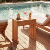 1PC Outdoor Garden Bench Single Person Patio Backless Bench with Solid Wooden Frame