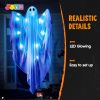 Halloween Hanging Light up Ghost with Spooky Blue LED Light, 47' White Ghosts Halloween Hanging Decoration