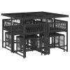 9 Piece Garden Dining Set with Cushions Black Poly Rattan