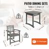 5 Pieces Patio Dining Set, Outdoor Square Furniture Table and Chairs, All Weather Garden Furniture Table Sets, HIPS Small Patio Conversation Set