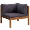 5 Piece Patio Lounge Set with Cushion Solid Acacia Wood