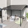 Outdoor Pergola, 10' x 10' Outdoor Hardtop Gazebo Pergola for Yard, Large 10x10 Galvanized Steel Lean to Wall-Mounted carport
