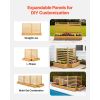 Wooden Privacy Fence, 36 x 45 inch Air Conditioner Fence, 2 Slatted Panel Solid Outdoor Wood Privacy Screen with 2 Planters, Metal Stakes