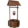 Rustic Wooden Wishing Well Planter Outdoor Home DÃ©cor for Patio, Garden, Yard w/Hanging Bucket