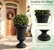 Set of 4 18-Inch Tall Vintage Planters with Pedestal Base Pre-marked Drain Hole for Home Garden Decor