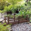 7' Garden Bridge with Pine Wood and Stained Finish for Backyard Ponds Creeks Streams Wood
