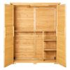 Outdoor Storage Shed, Large Wooden Outside Storage Cabinet with Waterproof Roof and Metal Frame
