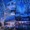 Meteor Shower Lights Outdoor Christmas Lights UL Certified Falling Rain Drop Snowfall Icicle Cascading String Light for Xmas Holiday Tree Wedding Part