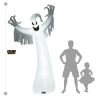 Spooky Halloween Inflatable Ghost - 12 ft Tall with LED Lights, Waterproof Fabric, Spikes/Ropes for Stability, White