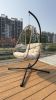 Swing Egg Chair with Stand Indoor Outdoor Wicker Rattan Patio Basket Hanging Chair with C Type bracket , with cushion and pillow
