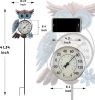 Outdoor Thermometer, 42 Inch Metal Owl Garden Stake Outside Wall Thermometer for Patio, Yard and Garden