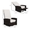 Outdoor Wicker Swivel Recliner Chair, Lifting Footrest, 360° Rotating Basic, Water-resistant Cushions, Khaki