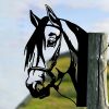 1PC Peeping Horse Outdoor Wall Decor, Iron Metal Farm Animal Silhouette Outdoor Garden Fence Ornament, For Farm Fance Yard Decor