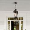 18"(H) Antique Crown Outdoor Hanging Lantern, Waterproof Vintage Pendant Light with Ornate Metal Design and Clear Glass for Patio, Garden, Porch