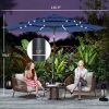 9.7 ft Outdoor Patio Umbrella with Solar LED Lights, 3 Tier Outdoor Table Umbrella with Tilt, Crank, Navy Blue