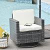 Outdoor Swivel Rocker, PE Wicker Dining Chair, 360 Degree Swivel Patio Glider with Cushions for Backyard, Lawn, Garden, Deck, Porch, Steel Frame