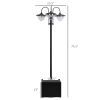 74.5" 3-head Solar Lamp Post Street Light with Planter, Automatic-on, 6 Hour Max Outdoor Ready LED Lighting, Black