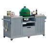 K&K 66.5" Outdoor Kitchen Island for Big Green Egg Grills, Solid Wood Outdoor Grill Cart for Tabletop Grill with Stainless Steel Top, Drawer