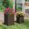 Square Plastic Planters Set of 2 Small Flower Pots with Drainage Holes and Nesting Design