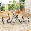 3 Piece Patio Bistro Set Folding Round Table and Chairs with Wicker Seat