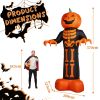 12ft Inflatable Halloween Decor with Skeleton Ribs, Pumpkin & Grim Reaper, 3 LED Lights + 115 Count String Lights, Black & Orange