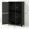 Outdoor PE Rattan Storage Cabinet with Adjustable Shelves, Anti-Tip Garden Tool Storage Shed for Patio Backyard Poolside-Black