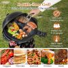Black 1200W Electric BBQ Grill with Double-Zone Cooking, 2-in-1 Freestanding & Countertop Grill for 6-10 People