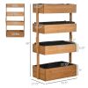 Vertical 4 Tier Raised Garden Bed, Wooden Planter Box, Self-Draining with Bed Liner for Indoor Outdoor Flowers, Vegetables and Herbs, Orange
