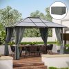 Versatile Gazebo Sidewall Set: 9.84' x 11.8' Grey 4 Panels with Hooks & Rings for Cabanas