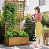 OutsunnyWood Planter with Trellis for Vine Climbing, Raised Garden Bed, Privacy Screen for Backyard, Patio, Yellow