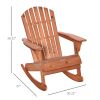 Adirondack Rocking Chair, with Slatted Wooden Design, Fanned Back, Ergonomic Armrests, Classic Rustic Style, for Patio, Teak