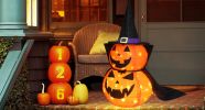 3FT Halloween Collapsible Pumpkin Decoration, 50 LED Pop-Up Pumpkin Lamp with Star Cap