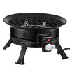 Propane Fire Pit 19-Inch, 53,000 BTU Portable Gas Fire Pit, with Grill Grate & Lava Rocks, Adjustable Flame, Folding Legs