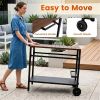 Stainless Steel Outdoor Grill Prep Table with Storage Cabinet Spice Rack & Tool Hooks