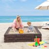 2-In-1 HDPE Kids Sandbox with Cover and Bottom Liner