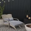 Wicker Adirondack Chair for 2 with Cushions & Footrests, PE Rattan Double Chaise Lounge Chair, Fire Pit Chair for Porch with High-back, Wide Armrests