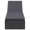 Sunlounger Poly Rattan Black and Dark Gray