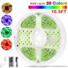 300 LEDs Strip Lights 5M/16.5ft 20 Colors RGB LED Strip IP65 Waterproof w/ Remote