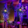 ILLUMINEW Solar Halloween Metal Hanging Decorations Outdoor, Solar Powered Lighted Metal Pumpkin with Glowing Eyes for Halloween Outdoor Tree, Wall