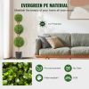 Artificial Topiaries Boxwood Trees, 48 inch Tall (2 Pieces), 3 Ball-Shape Faux Topiaries Plant with Planters
