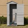 Outsunny 36" x 25" x 79" Wooden Storage Shed Cabinet, Outdoor Tool Shed Organizer with 4-Tier, 3 Shelves with Handle Tin Roof Magnetic Latch Foot Pad