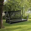 2-Person Hanging Porch Swing Chair, Outdoor Patio Chair, Slatted, Chains, Black, 440lbs