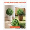 Artificial Topiary Boxwood Trees with Ground Spike, 22 inch 2 Set Faux Shrubs & Bushes Potted Plants